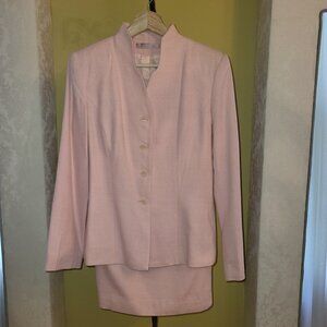 Vintage Nicola Light Pink Suit, Pencil Skirt, Collarless Blazer, Italian Design
